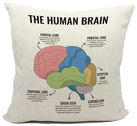 Mancheng-zi Kissen für psychische Gesundheit, 45,7 x 45,7 cm, Gehirn-Kissenbezug, Klassenzimmerkissen, Kissen für Klassenzimmer, geistige Gesundheit, Dekoration für psychische Gesundheit, 45,7 x 45,7