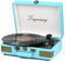 Trynnay Giradischi a 3 marce, lettore portatile in vinile con altoparlanti integrati, giradischi, audio migliorato, pelle PU, blu vintage