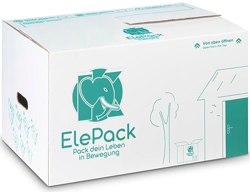 ElePack Lot de 20 et 10 cartons de déménagement grands (60 x 40 x 35 cm, à double cannelure EB) – Carton professionnel XXL pour livres, verres, etc., Boîtes mobiles et cartons d'emballage, grands