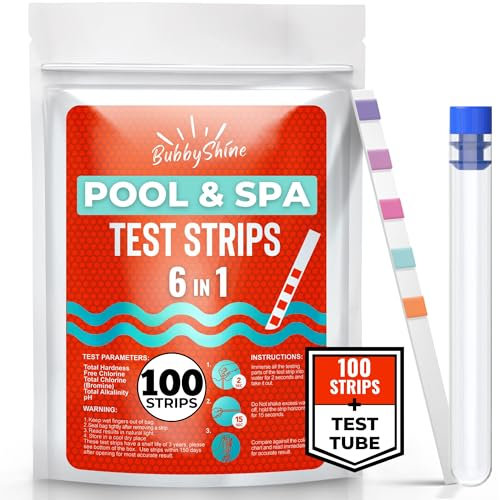BubbyShine, Bandelettes de test pour jacuzzi – Bandelettes de test pour piscine pour testeur d'eau de jacuzzi, bandelettes de test de chlore pour piscine, bandelettes de test de spa pour jacuzzi,