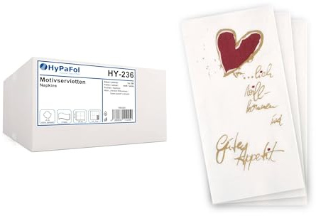 2000x Hypafol „Herzlich Willkommen“ Papier-Servietten | Tissue-Servietten in 33x33cm | Tafelservietten mit Motiv | zwei Lagen Zellstoff, 1/8 Falz, Buchfalz (33x33cm, 2000, Stück)