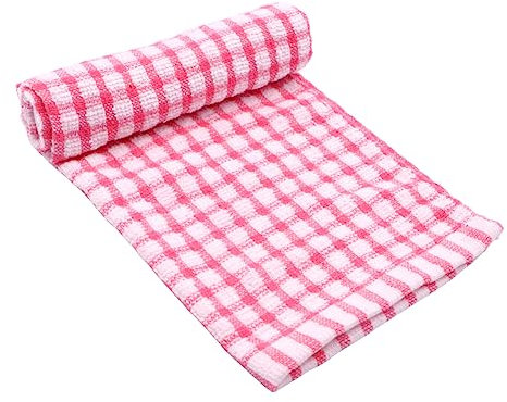 OUNONA High Absorbency Tea Towel 40x27CM Kitchen Towels Dish Set Tea Cloths Anti-Slip Backing Pink