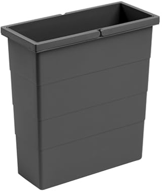 Hailo Inneneimer 1134669 | 12 Liter Kunststoff Einsatz für Abfalleimer | Dunkelgrau mit 2 Henkeln | Maße 320x141x350 mm | Ersatzteil Einbau-Abfallsystem
