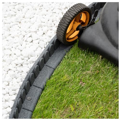 e-floor Rasenkante 120 x 7 x 8 cm | Flexible Beeteinfassung | Beetumrandung Garten | Mähkante Raseneinfassung | Steinmotiv | grau