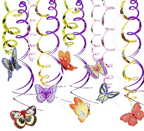 30 Stück Schmetterling Hängende Wirbel, Schmetterling Deko Geburtstag Schmetterlinge Deko für Schmetterling Themen Party, Geburtstag Deko
