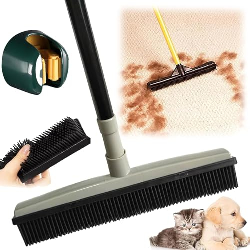 VICIYOO Pet Hair Removal Broom, Multi-Surface Scraper, Retractable, Carpet Rake, Red