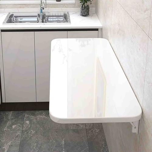 Weißer, an der Wand montierter Klapptisch mit ausziehbarem Ausziehtisch für kleine Räume – Wäscheklapptisch, Klapptisch – Küche & Esszimmer,002,40x30cm/16x12in