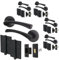 EAI Black Door Handle Latch Set - Pack of 5 | Round T-Bar Internal Door Handles, Latch (64mm), Hinges (76mm) | Matt Black Lever On Rose | Novoli Range