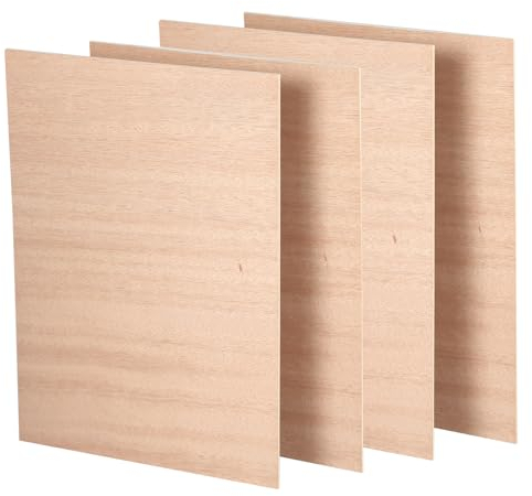 ATOMSTACK Lot de 4 contreplaqué noyer rouge 297 x 215 mm, panneaux de contreplaqué laser en bois de 3 mm, plaques de contreplaqué pour bricolage, gravure laser, coupe, pyrogravure, routeur CNC,