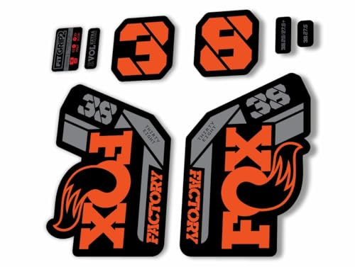Autocollant de rechange pour fourche compatible avec Fox 38 2021 Series Orange Gris (mat)
