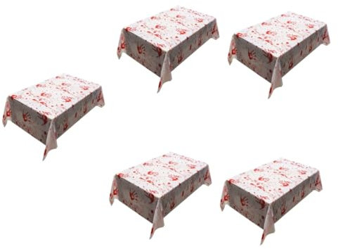 TOPBATHY Halloween Tisch 5st Blutige Handabdruck-tischdecke Halloween-tischdecke Dekorative Tischdecke Blut Handabdruck Tischdecke Party-Dinner-tischdecke Tischdecke Für Halloween-Dekoration Rot PVC