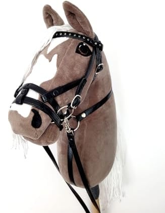 Hobby Horse Grande A3 (Cavallo su mazzo) con briglia come da immagine (grigio chiaro)