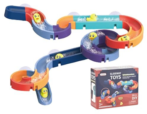 Ruwshuuk Badespielzeug Wasserbälle Bahnen - Badespielzeug für Kleinkinder, Kinder, Dusche, Badewanne, Spielzeug mit -Ente | Slide Shower Tracks Wasserspielzeug Geschenke für Mädchen, Badespielzeug