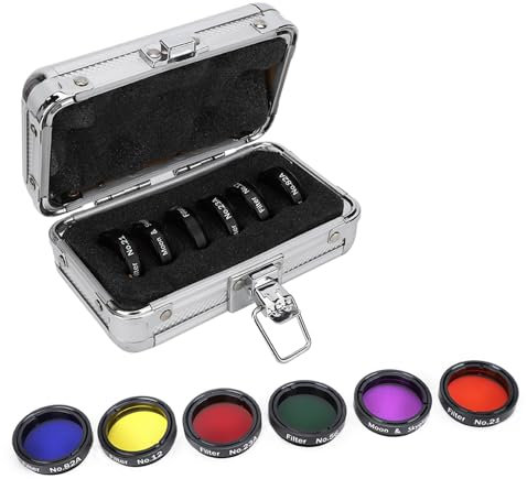 6 PCS Colorful Telescope Filter Kit,Telescope Eyepiece and Filter Set,Telescope Accessory Kit with Storage Box for Enhancing Definition and Resolution in Lunar Planetary Observation