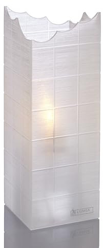 Lumea 1116 Tischlicht Harmonie Ice | Edles Windlicht mit Brushed Finish inkl. Flüssigwachskerze und Stabfeuerzeug | Kerzenhalter aus weißem Acryl | Brenndauer 40 Std. | Indoor & Outdoor, Höhe: 20 cm