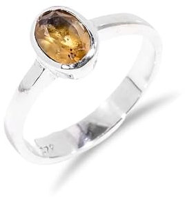 Citrin Ring 925 Sterling Silber Herren und Damen Verlobungsring zierlicher minimalistischer Ring mit natürlichem Edelstein handgemachter Boho Schliff Stein ovaler Steinring SOH-BR49-5.25