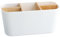 Dewocke Zahnbürstenhalter aus Kunststoff, 5-Fächer Badezimmer Organizer, Zahnbürstenständer mit Abnehmbaren Trennwänden, 21 x 9 x 10cm, für Bürobedarf und Badezimmer-Accessoires (Weiß)