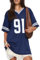 Damen Y2K Basketball-T-Shirt, kurzärmelig, V-Ausschnitt, Zahlendruck, übergroßes T-Shirt, lockeres Blokecore-Jersey, Shirt, ästhetische Streetwear, Marineblau F, S