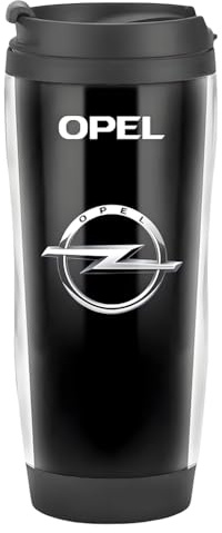 SELUVI Auto Thermobecher für Opel Corsa, Kaffeebecher to Go Isolierbecher aus Edelstahl Travel Mug Auslaufsicher mit Deckel Doppelwandig für Kaffee oder Tee Zubehör,Black-A