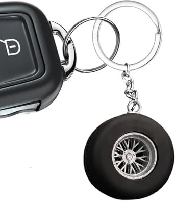 Porte-clés pneu de course – Anneau de chaîne de pneu de voiture souple, porte-clés créatif de pneu de voiture en caoutchouc souple, porte-clés de pneu de roue de moyeu, porte-clés de pneu mignon,