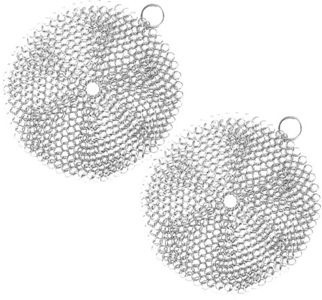 QUMIIRITY 2piezas Scrubber De Cadena Inoxidable para Limpieza De Sartenes y Ollas Herramienta De Limpieza Multifuncional para Cocina y Exterior