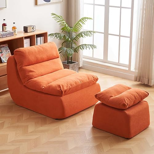 GAOCUNBING Kaminsessel, komprimierter Lazy Sofa-Sitzsack, abnehmbares kleines Sofa, Ecksofas für das Wohnzimmer, großes modernes Sofa orange,with Pedal