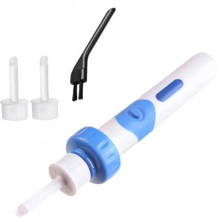10cm Ohrenschmalz-Sauger, Ohrenschmalz Entferner, Ohrenschmalz-Reiniger, Entferner Sauger, Sicheres Und Weiches Ear Cleaner, Mit 2 Waschbaren ErsatzköPfen & 1 ReinigungsbüRste (1 Stück)