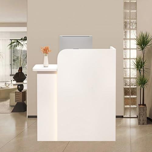 Empfangstheke,Rezeption Desk,Theke Kosmetikstudio,Empfangstresen Counter klein,Modern Messetheke,Rezeptionstheke,Holz Verkaufstresen Empfangstisch,Tresen Bar mit Schubladen,für Büro,Salon(Wit,60X45X10