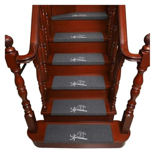 TXLEAPEY Weicher Treppenstufenteppich, rutschfeste Treppenstufenmatte, Fußmatte mit selbstklebenden Trittmatten, mechanische Wäsche(Drak grey4,70x25cm 5pcs)