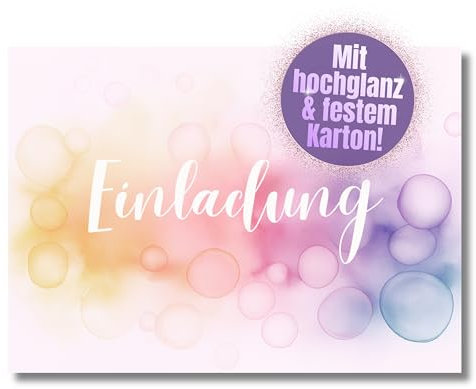 HIDEBLOOM Aquarell Einladungskarten Kindergeburtstag Junge und Mädchen I 12 Stück I DIN A6 (10,5 cm x 14,8 cm) I Einladungskarten Farbe Malen I Geburtstags-Einladungen Watercolor Seifenblasen Bunt