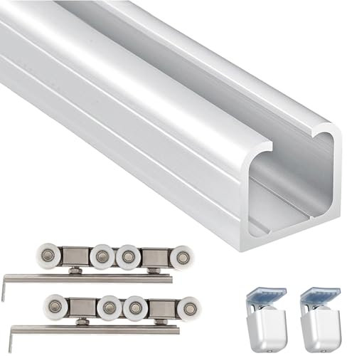 Set di binari per porta scorrevole nascosta, per montaggio a soffitto e parete, kit hardware per porta del fienile