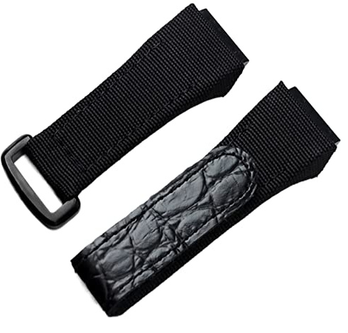 ZEDEVB 25 mm Herren-Armband aus Nylongewebe mit Lederarmband für Richard Watch Mille, Armbandschnalle für Federsteg-Version, 25 mm, Achat