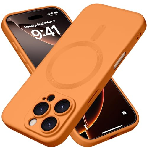 X-level für iPhone 16 Pro Hülle, Kompatibel mit MagSafe, Handyhülle iPhone 16 Pro Case, Kameraschutz Vollständiger, Stoßfest Dünn Weiche Kratzfest Matt Schutzhülle, Orange