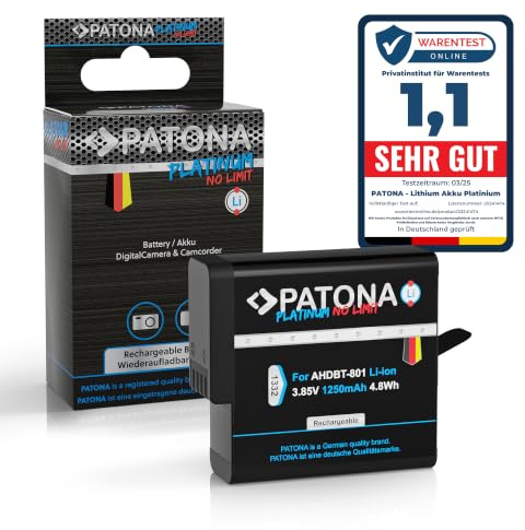 PATONA Platinum Battery for GoPro AHDBT-801 AHDBT701 AHDBT501 1250mAh | Battery for Hero 8/7/6/5 Action Camera HERO8 HERO7 HERO6 HERO5 with Overcharge and Short Circuit Protection