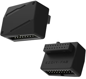 EZDIY-FAB USB 3.2 Gen 1 19-Pin 90 Degree L-Shape Adapter, Motherboard USB 3.0 Internal Header Adapter,19-Pin /20-Pin Male to Female Converter for Front Panel USB-A,Black -STD