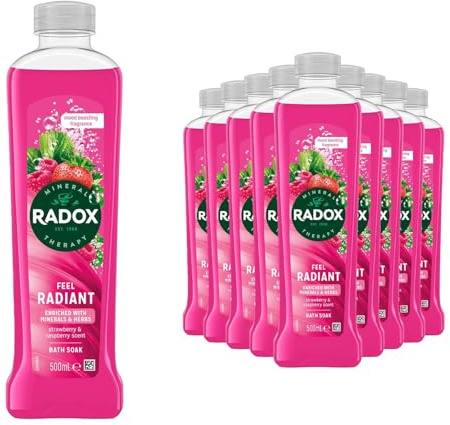Radox Mineral Therapy Feel Radiant Bath Soak 500ml, 12 Pack - Relaxing Bath Soak with Minerals, Stress Relief Formula, Soothing Bath Care for Daily Relaxation and Refreshing Skin