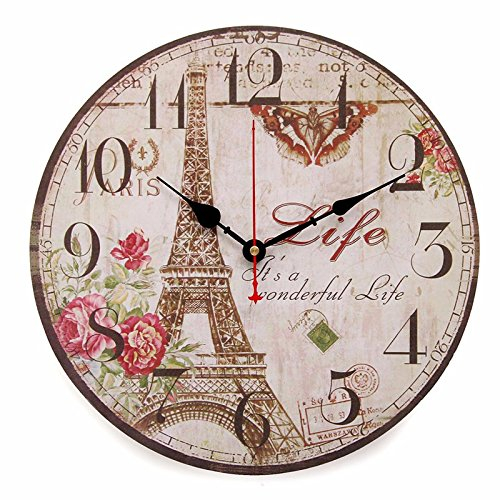 EsportsMJJ Wooden Vintage Digital Wall Clock Rustikal Elegant Retro Dekor