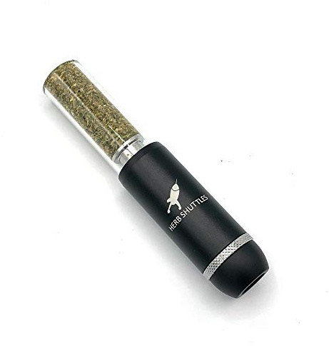 Herb Shuttles MJ420-TT Pipe - edle Tabak- und Kräuterpfeife | Hochwertig, sparsam, effektiv, Metallpfeife & Glaspfeife | geeignet als Purpfeife, kleine Pfeife für Tabakersatz-Mischung (Schwarz)