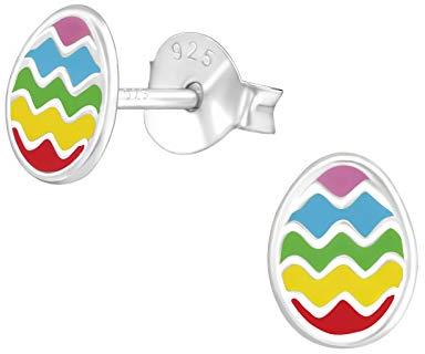 Monkimau Mädchen Ohrringe Ostern Ei Ohrstecker aus 925 Sterling Silver Silber