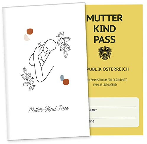 OLGS 3-teilige Mutter-Kind-Passhülle Österreich Modern Lineart | Schutzhülle für den Muki-Pass mit Fach für Ultraschallbilder (MuKiPass ohne Personalisierung, Hope)