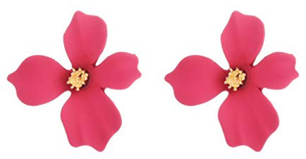 YAZILIND Flor simple Stud Pendientes Daisy Flores Oreja Studs Mujeres Mujeres Joyería(Rose Red)