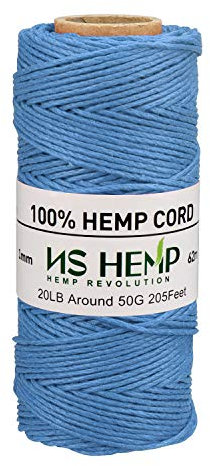 NS HEMP】100% Sustainable Hemp Cord Spool for Jewelry Making Bracelets Necklaces Arts Crafts Gift Decoration and More - 1mm 62m (046 Sky Blue)