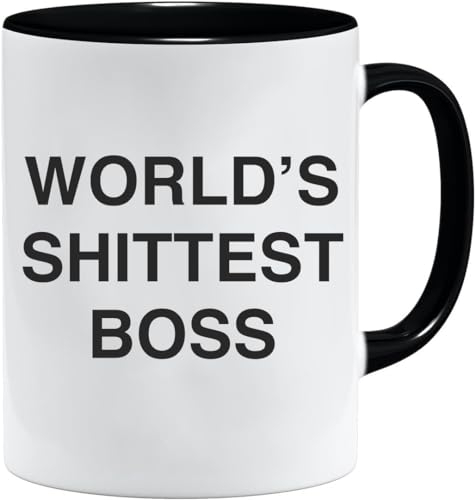 World's Shittest Boss Tasse humoristique de qualité supérieure avec coffret cadeau 325 ml