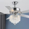 CROSSIO Crystal Ceiling Fan with Lights Modern Chandelier Fan with Remote Chrome Reversible Fan Light Fixture for Bedroom Dining Room 52