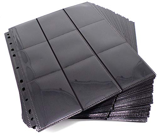docsmagic.de 100 18-Pocket Pages Black - Sideloading - 11 Holes - MTG PKM YGO - Ordnerseiten Schwarz