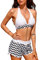 heekpek Bikini Femme 2 Pièces Dos Nu Maillots de Bain Sport Bikinis 2 Pièces Bikini Shorty Bikini Imprimé Taille Haute Bikini Grande Taille, Blanc, Taille L