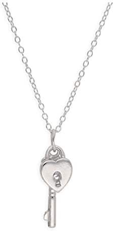 jewellerybox Sterling Silver Heart Padlock Key Necklace 18 Inches