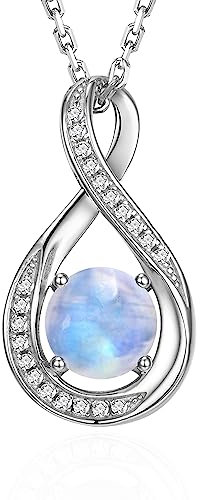 GEMLANTO 925 Sterling Silber Echte Mondstein Halskette Juni Geburtsstein Halsketten für Frauen Infinity Zierliche Geburtstag Jubiläum Schmuck Geschenke für Sie 40+5cm
