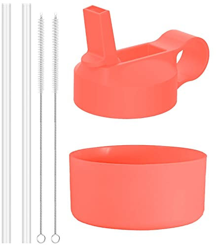 The Mass Straw Lid and Boot for Hydro Flask Wide Mouth and Other Brand Insulated Water Bottle (Fit Wide Mouth 32/40oz, Hibiscus)