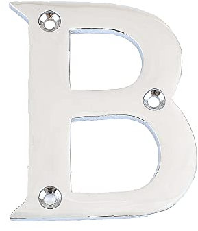 Nutfield Hardware 3 Inch / 75mm House Numbers Polished Chrome Door Numbers Screw Fixed Mailbox Office Hotel House Door Latter B with Mounting Screws for Walls, Doors, and Gates